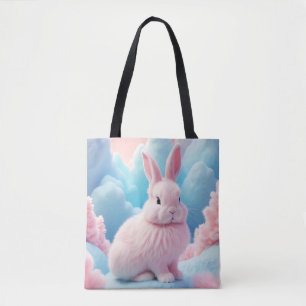 Tote Bag Cute Lapin Rose Coton Bonbons Nuages