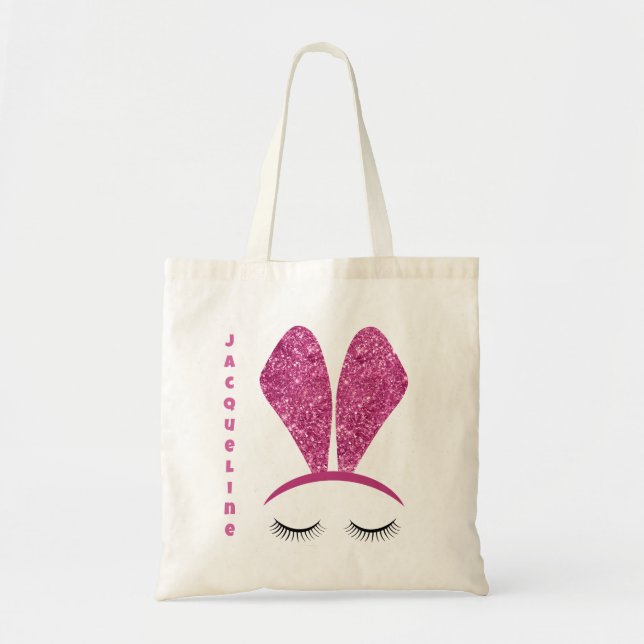 Tote Bag Cute Lapin Rose Oreilles Chasse D'Oeufs Custom (Devant)