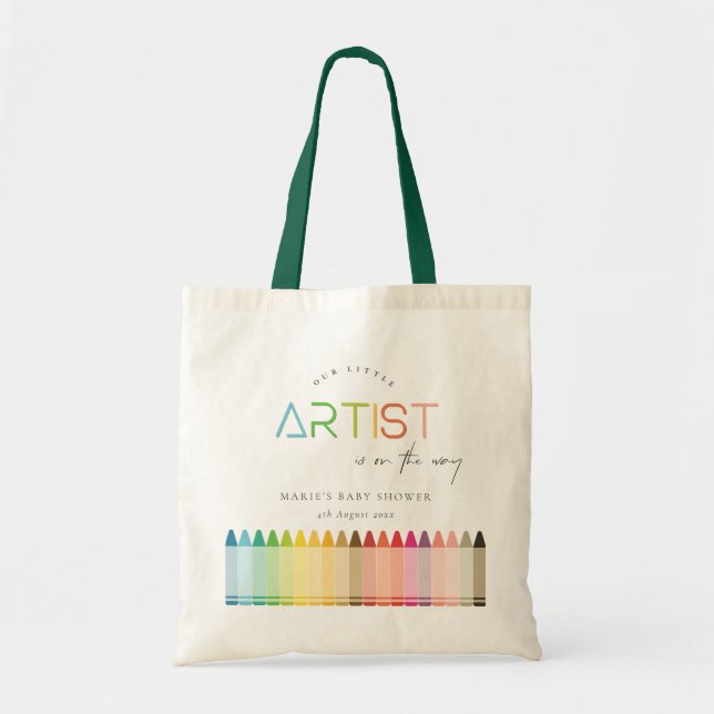 Tote Bag Cute Little Artist Crayon Fun Rainbow Baby shower (Devant)