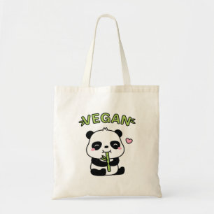 Tote Bag Cute Little Panda Munching Bamboo Vegan Diet