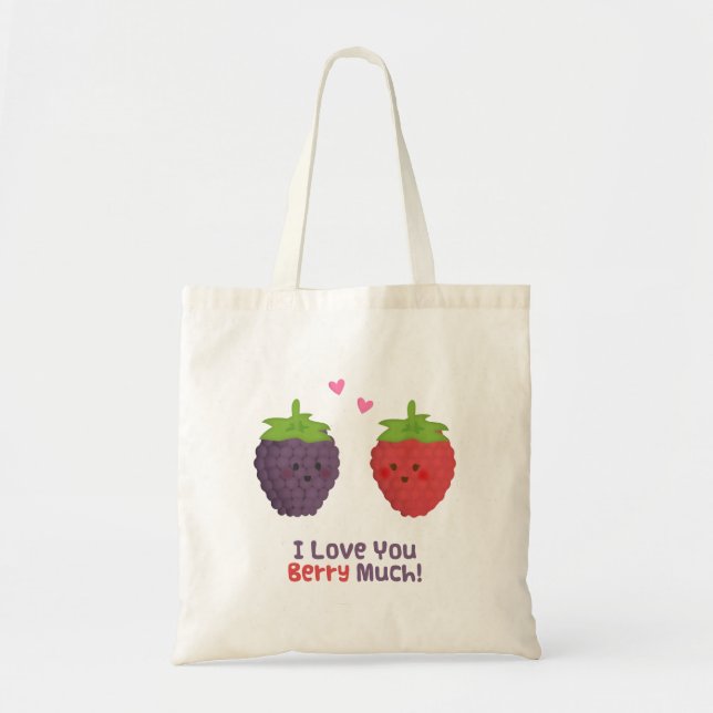 Tote Bag Cute Love You Berry Beaucoup Valentine Pun Humour (Devant)