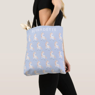 Tote Bag Cute Magique Unicorn Pastel Pink Purple Gold Nom