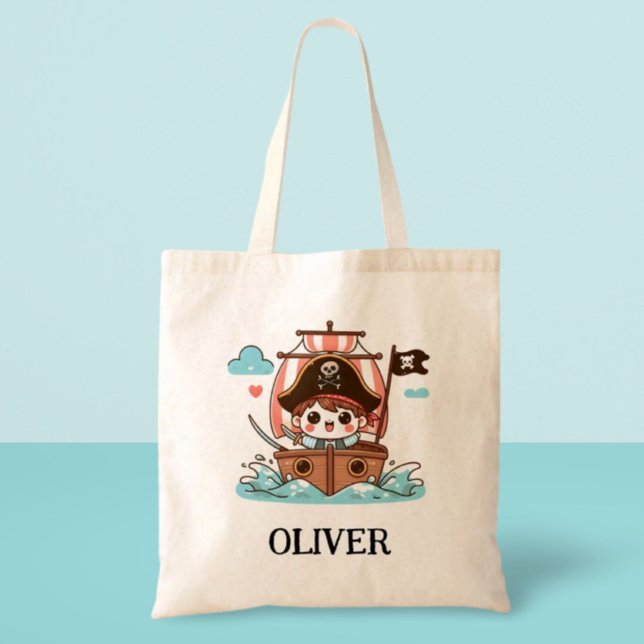 Tote Bag Cute marin pirate enfant et bateau pirate (Créateur téléchargé)