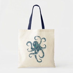 Tote Bag Cute marine bleu Octopus blanc cachemire superposi