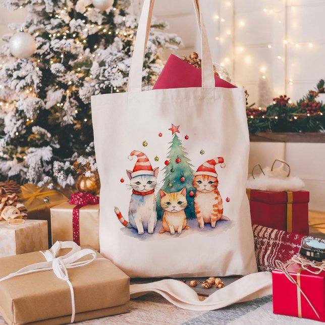 Tote Bag Cute Meowy Christmas Cats (Créateur téléchargé)