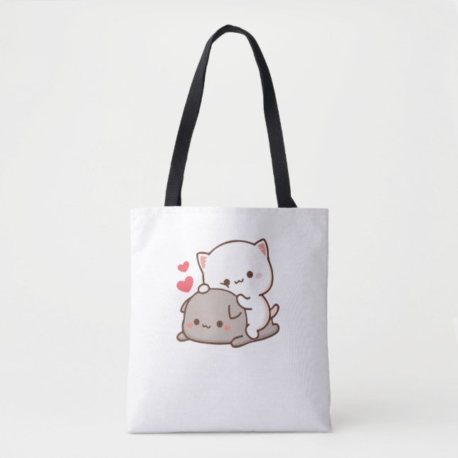 Tote Bag Cute Mochi Peach Cat (Devant)