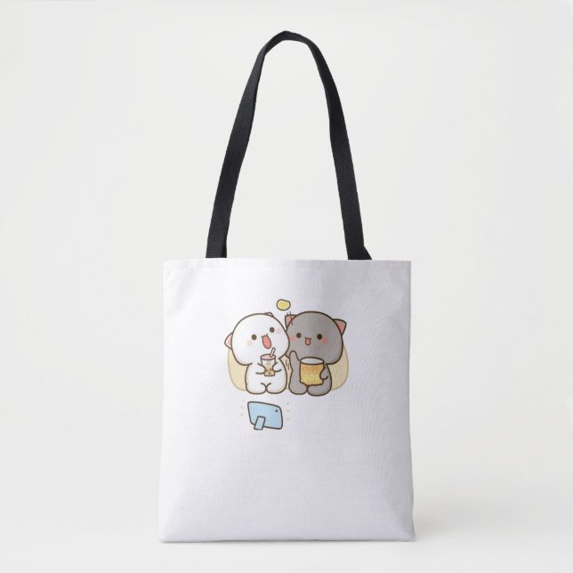 Tote Bag Cute Mochi Peach Cat (Devant)