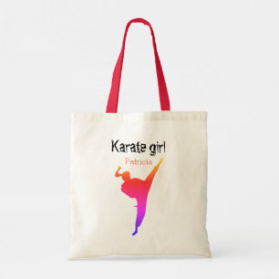 Tote Bag Cute Modern Karate Girl Silhouette Martial Arts