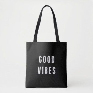 Tote Bag Cute Moderne Minimale Good Vibes Noir et Blanc