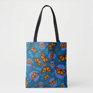 Tote Bag Cute Monarch Butterfly Garden Motifs