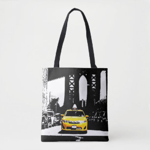 Tote Bag Cute New York City Nyc Yellow Taxi Brooklyn Popart