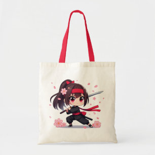 Tote Bag Cute ninja guerrière fille en fleur