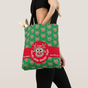 Tote Bag Cute North Ple Sleigh Team Reindeer Motif