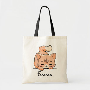 Tote Bag Cute Orange Tabby Chat Nom personnalisé