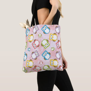 Tote Bag Cute Owls, Owl Pattern, Colorful Owls, Baby Owls