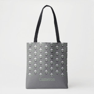 Tote Bag Cute Panda Bear Bamboo Motif Grey Nom personnalis