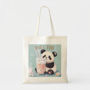Tote Bag Cute Panda boire du thé à bulle, du boba tea