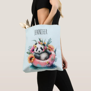 Tote Bag Cute Panda Chilling dans un tube intérieur