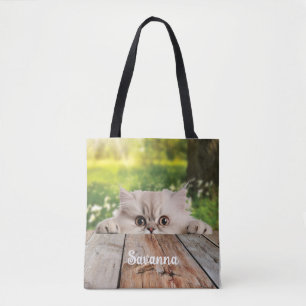 Tote Bag Cute Perse Peeking Chat