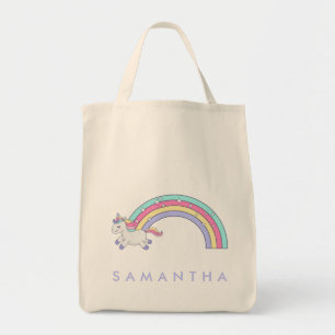 Tote Bag Cute personnalisées unicorne arc-en-ciel violet sa