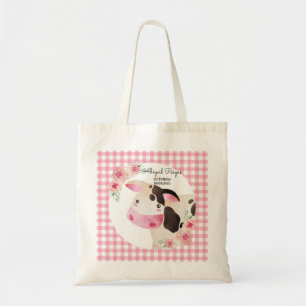 Tote Bag Cute Pink En vichy Vaches Animaux de ferme
