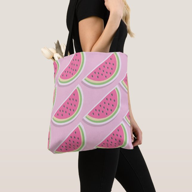 Tote Bag Cute Pink Watermelon Pattern (De près)