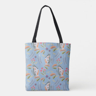 Tote Bag Cute Podenco Correspondant Floral Ciel Bleu