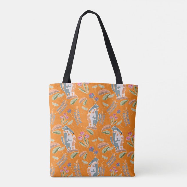 Tote Bag Cute Podenco Correspondant Floral Orange (Dos)