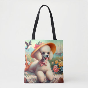 Tote Bag Cute Poodle peinture Vintage