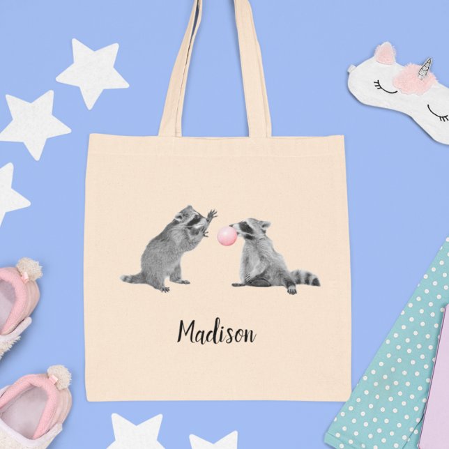Tote Bag Cute Raccoon avec gomme à bulles Personnalisé (Créateur téléchargé)