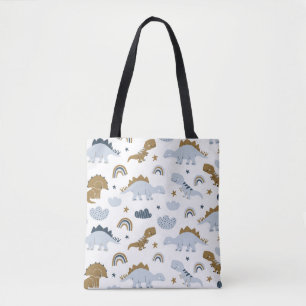 Tote Bag Cute Rainbow Dinosaur Pattern