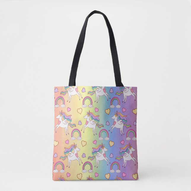Tote Bag Cute Rainbow Unicorn Motif enfants (Devant)