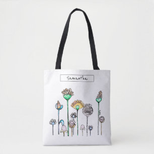 Tote Bag Cute rose Orange Blue Spring Floral