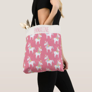 Tote Bag Cute rose Unicorn Motif personnalisé