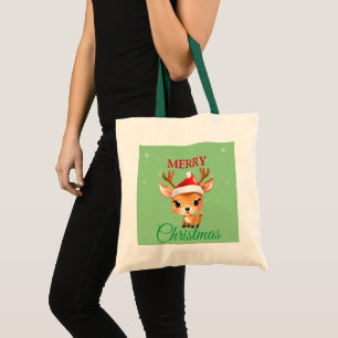 Tote Bag Cute Safari animal Reindeer Père Noël Christmas Co