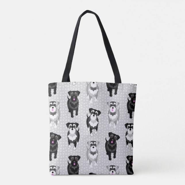Tote Bag Cute Schnauzers Motif rétro (Dos)