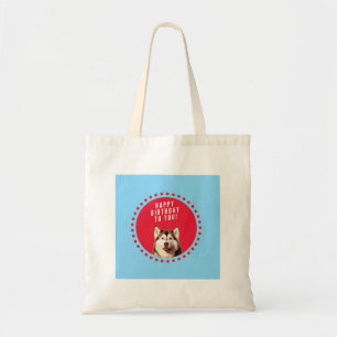 Tote Bag Cute Siberian Husky Joyeux Points rouges bleus d'a