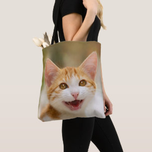 Tote Bag Cute Smiling Kitten Visage Drôle Chat Meow Photo -