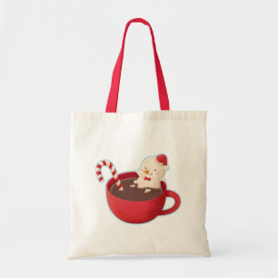 Tote Bag Cute Snowman Cosy dans le cacao chaud Noël Fourre-