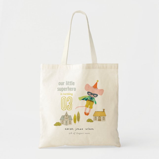 Tote Bag Cute Superhero Souris Amusants Enfants Photo Anniv (Devant)