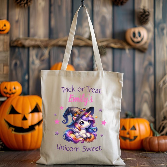 Tote Bag Cute Sweet Unicorn Halloween Personnalisé (Créateur téléchargé)