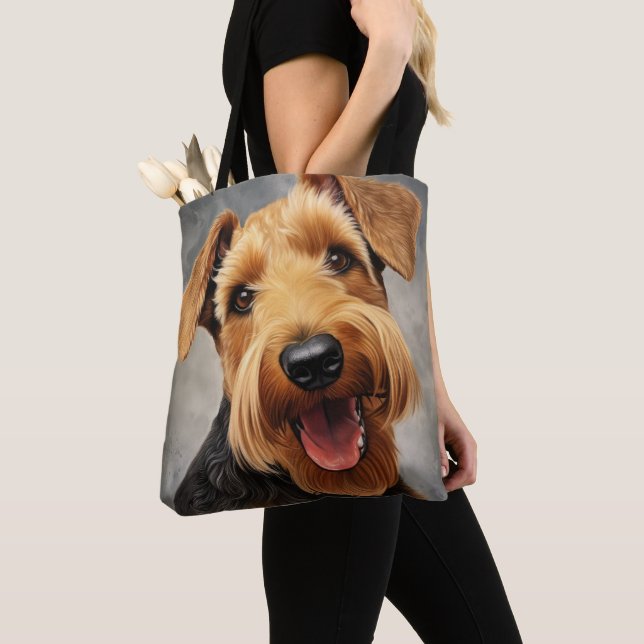 TOTE BAG CUTE TAN & CHIEN BROWN WELSH TERRIER (De près)
