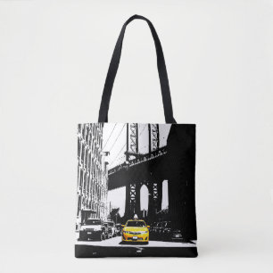 Tote Bag Cute Taxi jaune Nyc New York City Brooklyn Noir