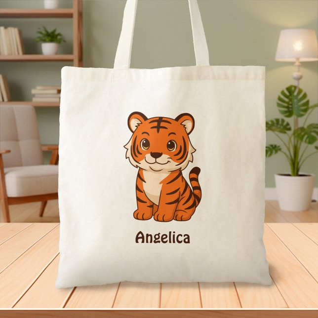 Tote Bag Cute Tiger Cub Custom Name (Créateur téléchargé)