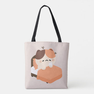 Tote Bag Cute Tired Tortie Cat 
