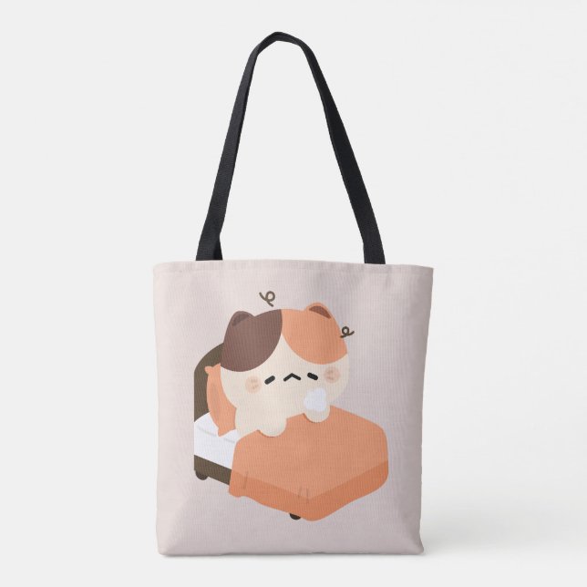 Tote Bag Cute Tired Tortie Cat  (Dos)
