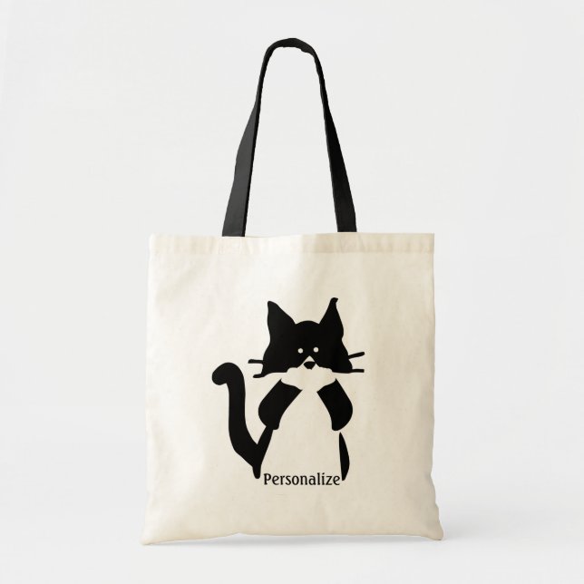 Tote Bag Cute Tuxedo Chat Couvercle Bouche personnalisée (Devant)