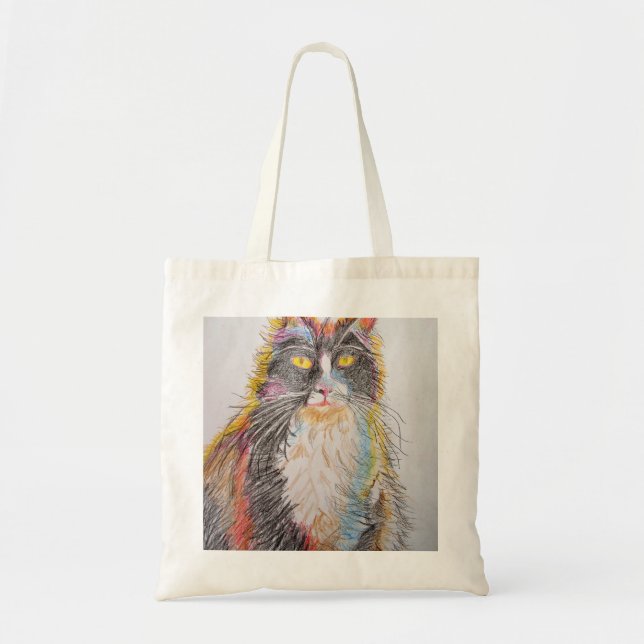 Tote Bag Cute Tuxedo Chat Dessin d'art Chats (Devant)