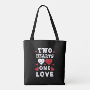 Tote Bag Cute Two Hearts One Love Anniversaire Saint-Valent