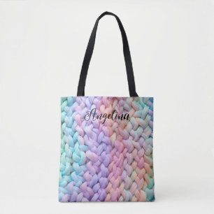 Tote Bag Cute Unicorn Pastel Crochet Motifs Personnalisés